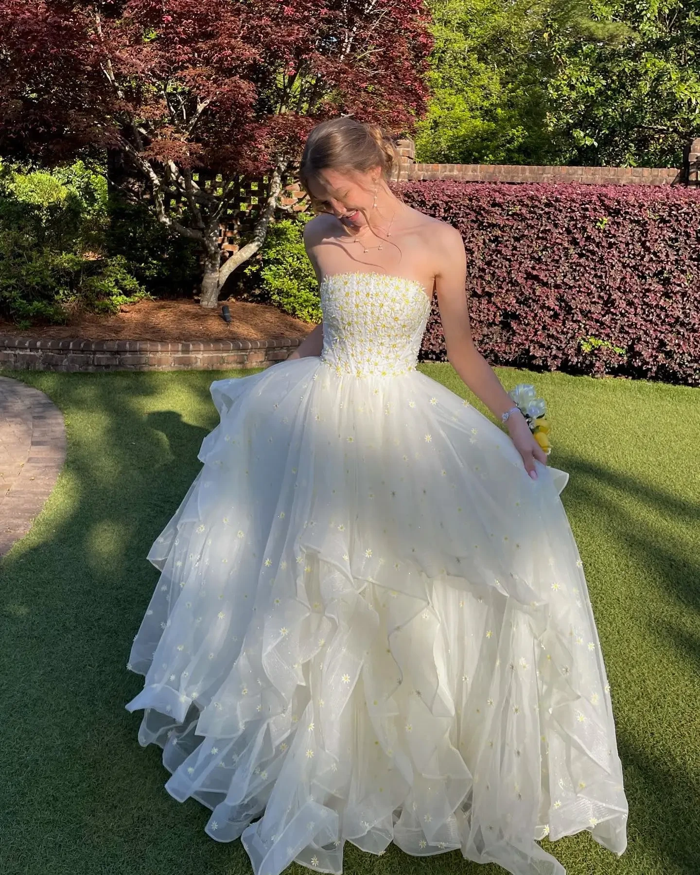 real savvi prom girl wearing white prom gown