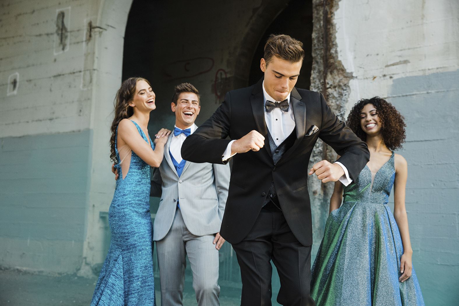 Models wearing prom attire