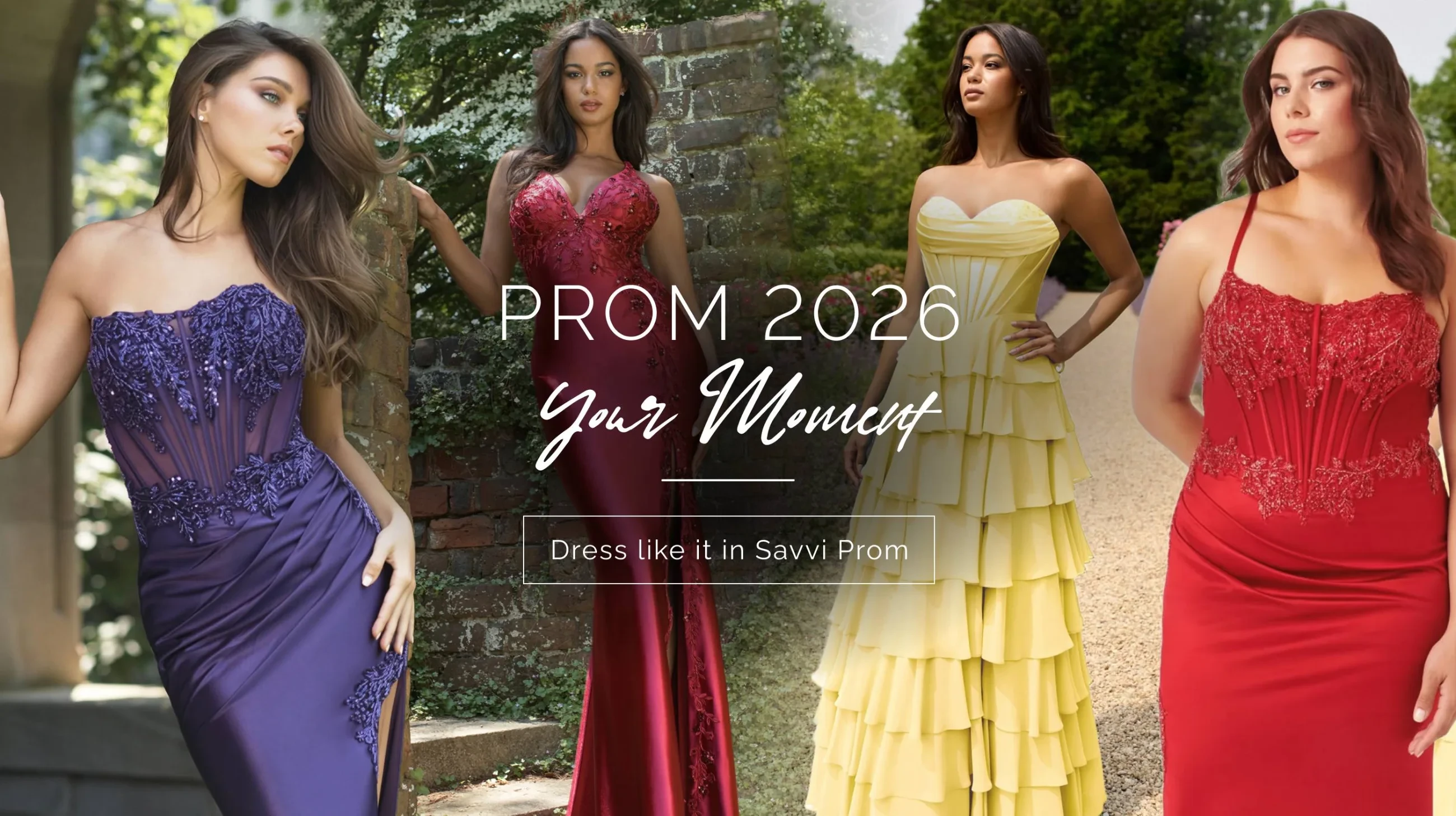 prom 2026 styles in red purple and yellow